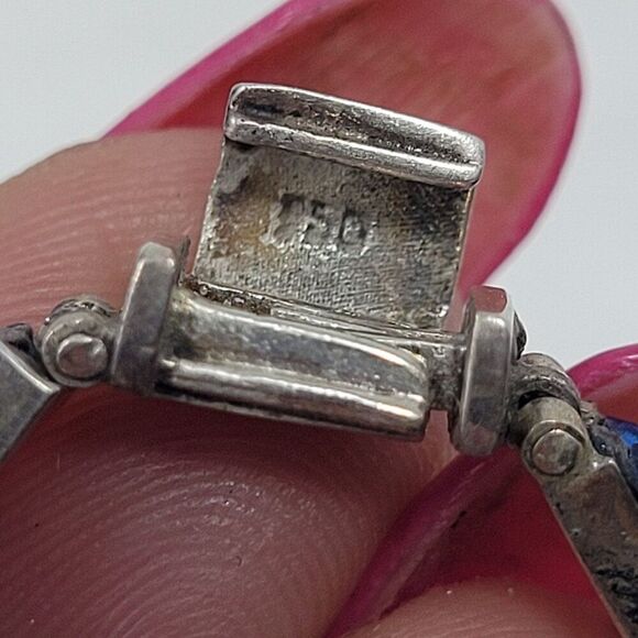 Artisan 925 Sterling Silver Multicolor Micro Mosaic Choker Necklace Earring Set - Picture 9 of 16